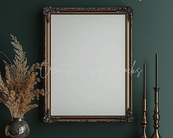 Dark Academia Frame Mockup | Vintage Wall Art Display | PSD Smart Object & PNG for Canva | Elegant Antique Aesthetic | Digital Download
