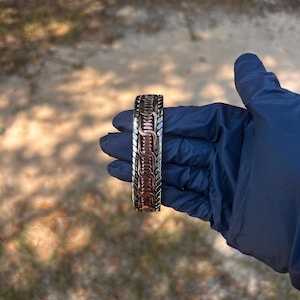 Handmade-Custom-Fit Stainless Steel & copper cuff bracelet