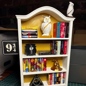 Magic Bookshelf, Fantasy Book Nook Insert,Magical Miniature Library Decor | Gift for Book Lovers, Wizard Decor, Wizarding gift, Magic school