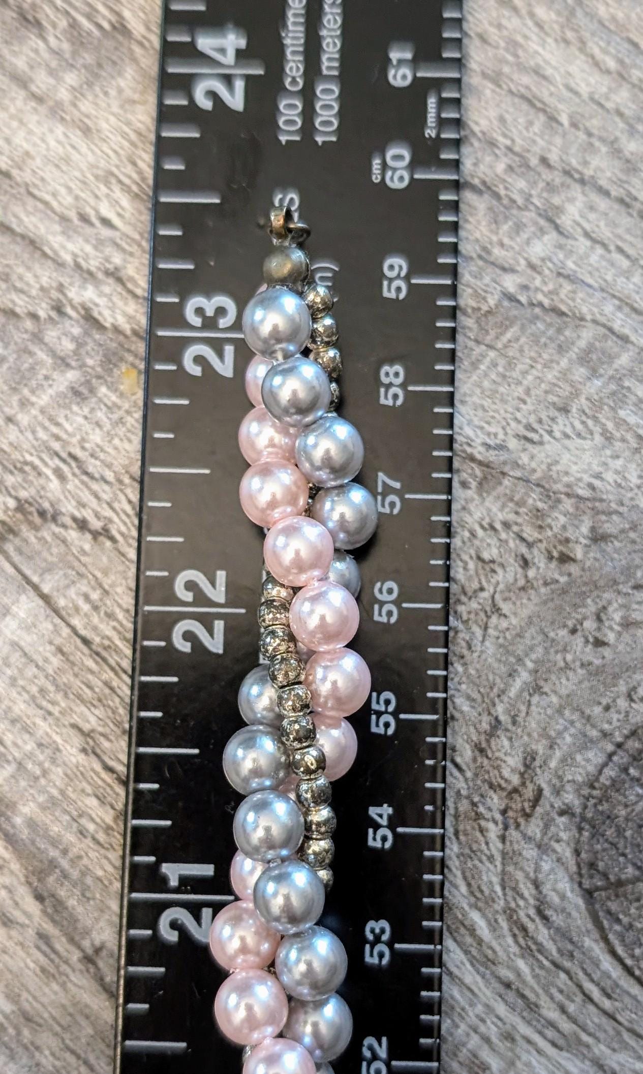 Handmade Beaded Triple Strand Watch with Glass, Shell & Faux Pearls, Silver Tone Amazon.com: Black and white pearl multi strand necklace with  main image 2