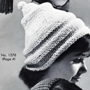 Mössstickmönster från 1966; Pixie-mössa nr 1276; Skannad och transkriberad; High Fashion Hats vol. 62; Fleisher, Bear Brand och Botany
