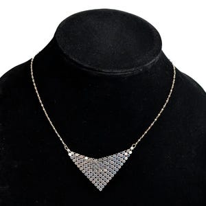 Vintage Dreieck Mesh Bib Metall Silber Ton Halskette
