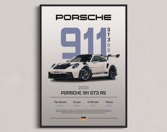 2023 Porsche 911 GT3RS Sports Car Poster / Racecar Poster/ Cool Automotive Wall Decor / Boys Bedroom Decor / Digital Download