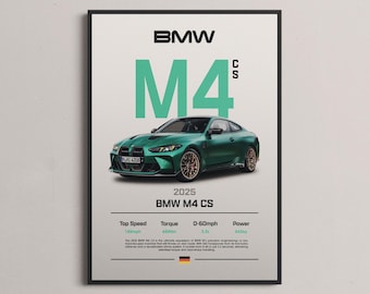 2025 BMW M4 CS Sports Car Poster / Racecar Poster/ Cool Automotive Wall Decor / Boys Bedroom Decor / Digital Download