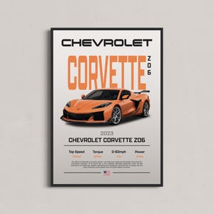 2023 Chevrolet Corvette Sports Car Poster / Racecar Poster/ Cool Automotive Wall Decor / Boys Bedroom Decor / Digital Download