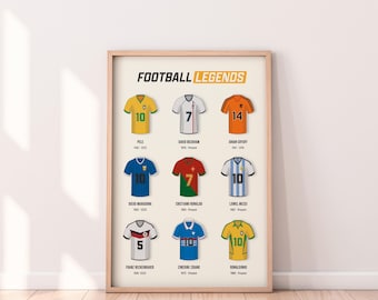 Minimalist Football Soccer Legends Poster Digital Prints Wall Decor Kids Boys Room Sports Office Dorm Room Gift For Boys