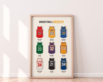 Minimalist Basketball Legends Poster Digital Prints Wall Decor Kids Boys Room Sports Office Dorm Room Gift For Boys