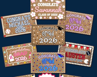 Custom Hand-Painted Graduation Banner, Personalized Class of 2026 Party Backdrop