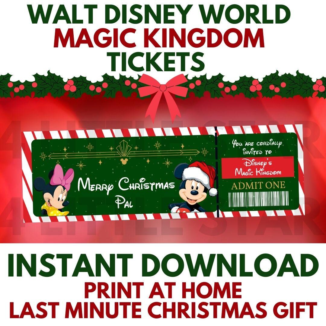 Instant Digital Disney Magic Kingdom Christmas Ticket, Printable PDF ...