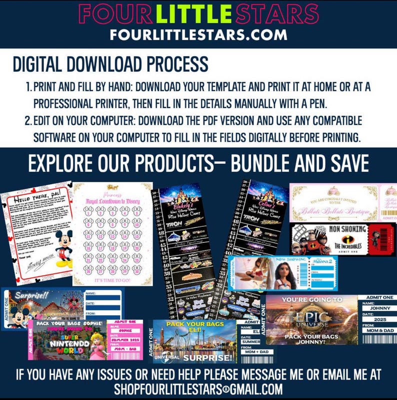 Sjabloon verrassingskaartje attractiepark: bewerkbare canva-sjabloon (digitale download) afbeelding 8