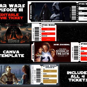 Star Wars Episode III Movie Ticket: Revenge of the Sith (Editable Canva Template)