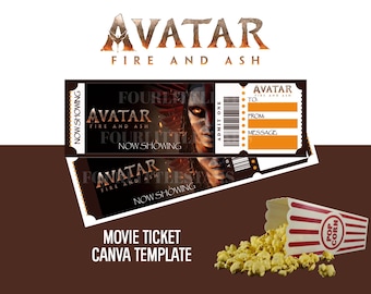 Avatar Fire and Ash Movie Ticket Template, Instant digital download, Canva template, family movie night, Gift For Him, Gift For Her