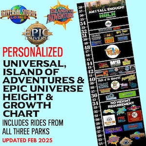 EPIC UNIVERSE Ride Height Requirement Chart, Ride Height, Poster and Growth Chart, Customizable Theme Park Ride Universal + IOA