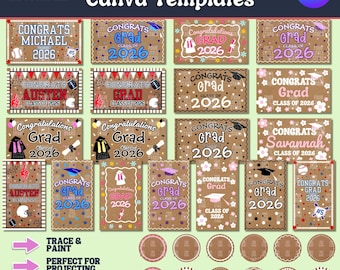 Graduation Banner Canva Templates, Class of 2026 Kraft Paper Designs (Digital Download)