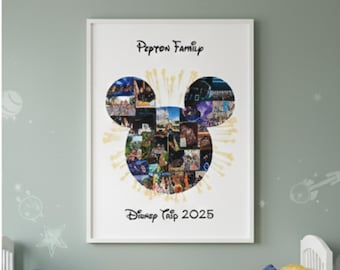 Mickey Picture Frame, custom disney collage frame, Disney Vacation Gift, Disney keepsake, Framed Wall Decor, Custom Disney gift