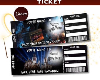 Editable Wizarding World of universal Tickets, INSTANT DOWNLOAD universal Tickets, wizard