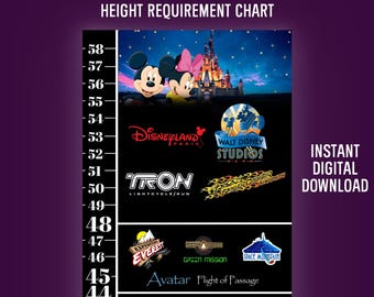 Disneyland Paris Ride Height Requirement Chart (Digital Download)