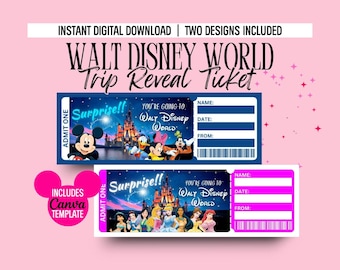 Walt Disney World Trip Reveal Ticket, Surprise Gift (Digital Download)