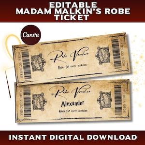 Wizard Robe Voicher, Magical Gift, Theme Park , Collector's Ticket, Exclusive Memorabilia, Canva PDF