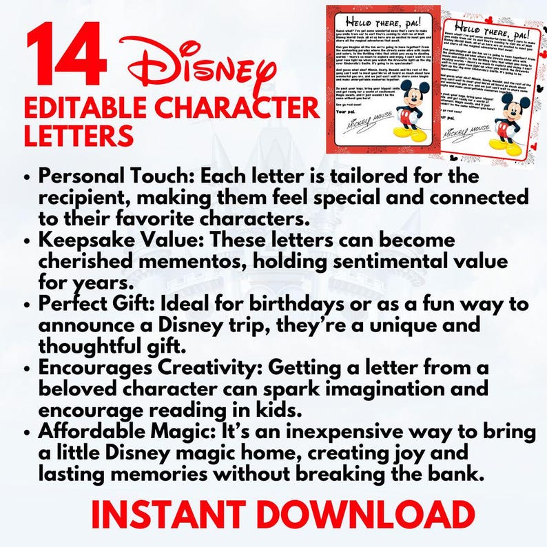 Disney Trip Reveal Letters Template, Editable Character Letters ...