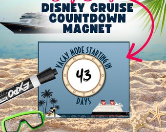 Disney Cruise Countdown Magnet Dry Erase Cruise Door Magnet, Disney Treasure magnet, Disney cruise 2026, disney vacation countdown
