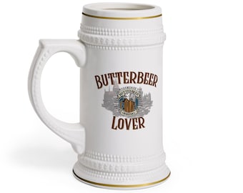 Butterbeer Lover Ceramic Stein Mug, Hogsmeade Village Themed Drinkware