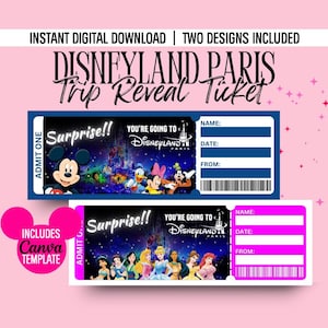 Disneyland Paris Trip Reveal Ticket: Personalized Surprise (Digital Download)