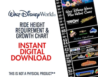 Theme Park Ride Height Chart, Customizable Growth Tracker (PDF), Instant Download