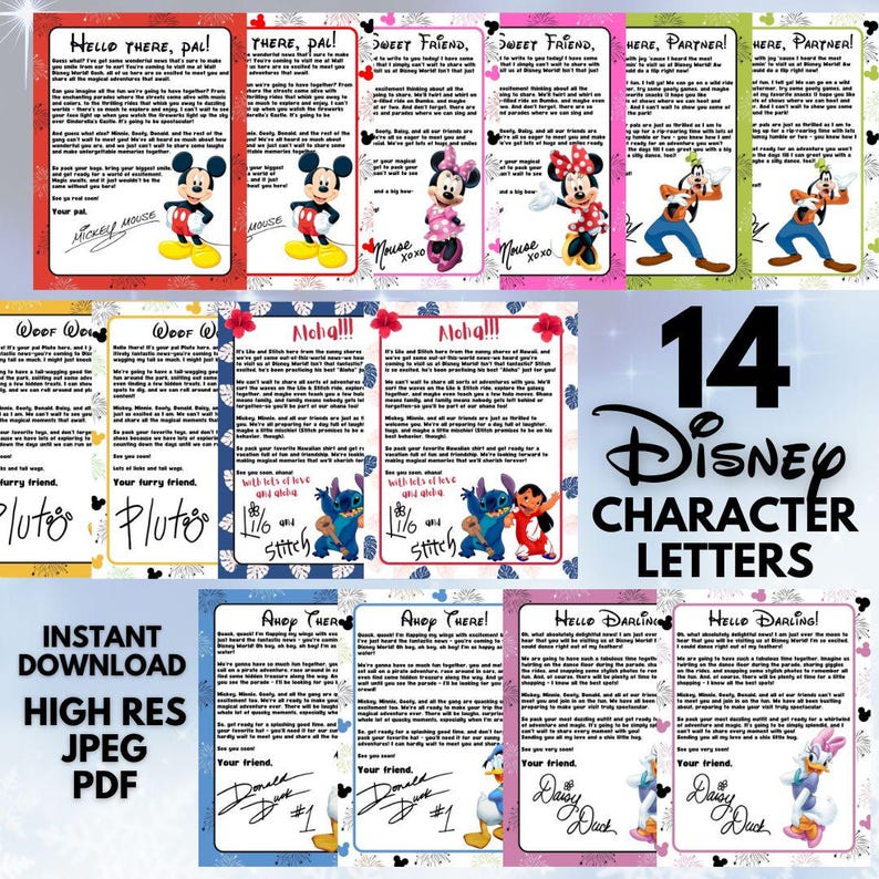 Disney Trip Reveal Letters Template, Editable Character Letters ...