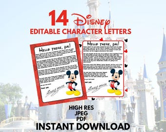 Editable Mickey Letters Digital Download Letters, Trip Reveal, Disney Trip Reveal, Customizable Disney Character Letters Printable, Canva