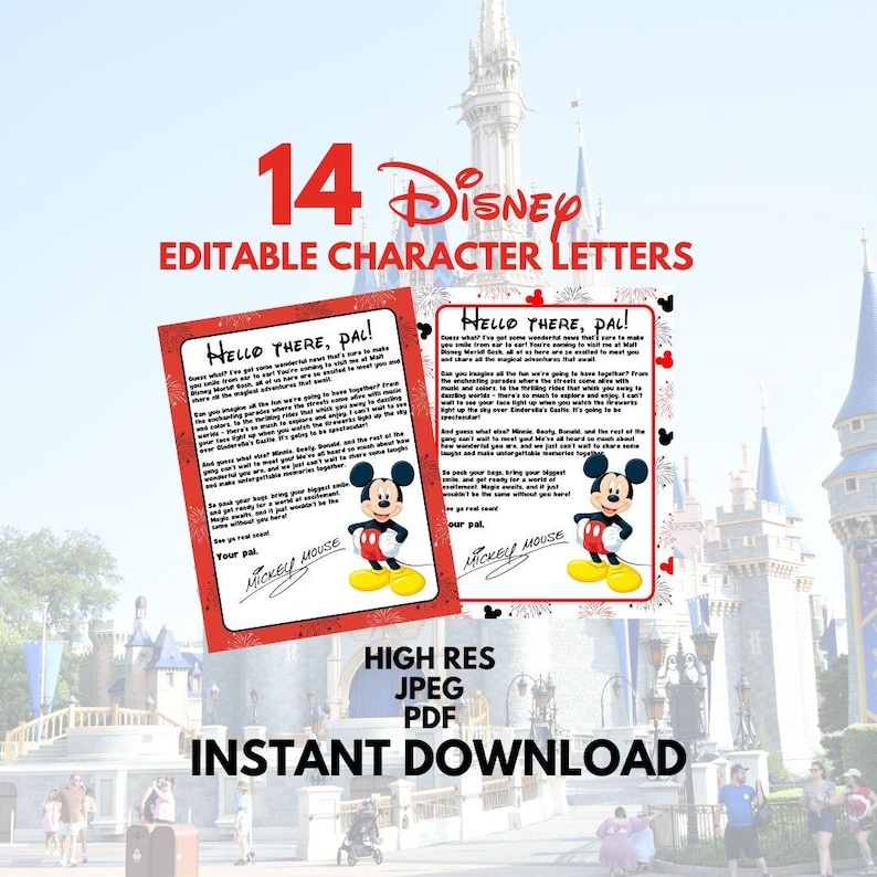 Editable Disney Letters Digital Download Letters, Trip Reveal, Disney ...