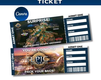 Plantilla editable de boletos para Epic Universe: Canva personalizable (descarga digital)