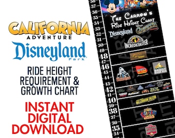 Disneyland California Adventure Ride Height Growth Chart (Digital Download)