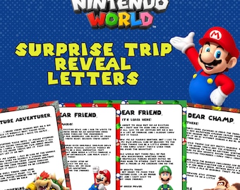 Super Mario Trip Reveal Letters: verjaardagsverrassing (digitale download, canvasjabloon)