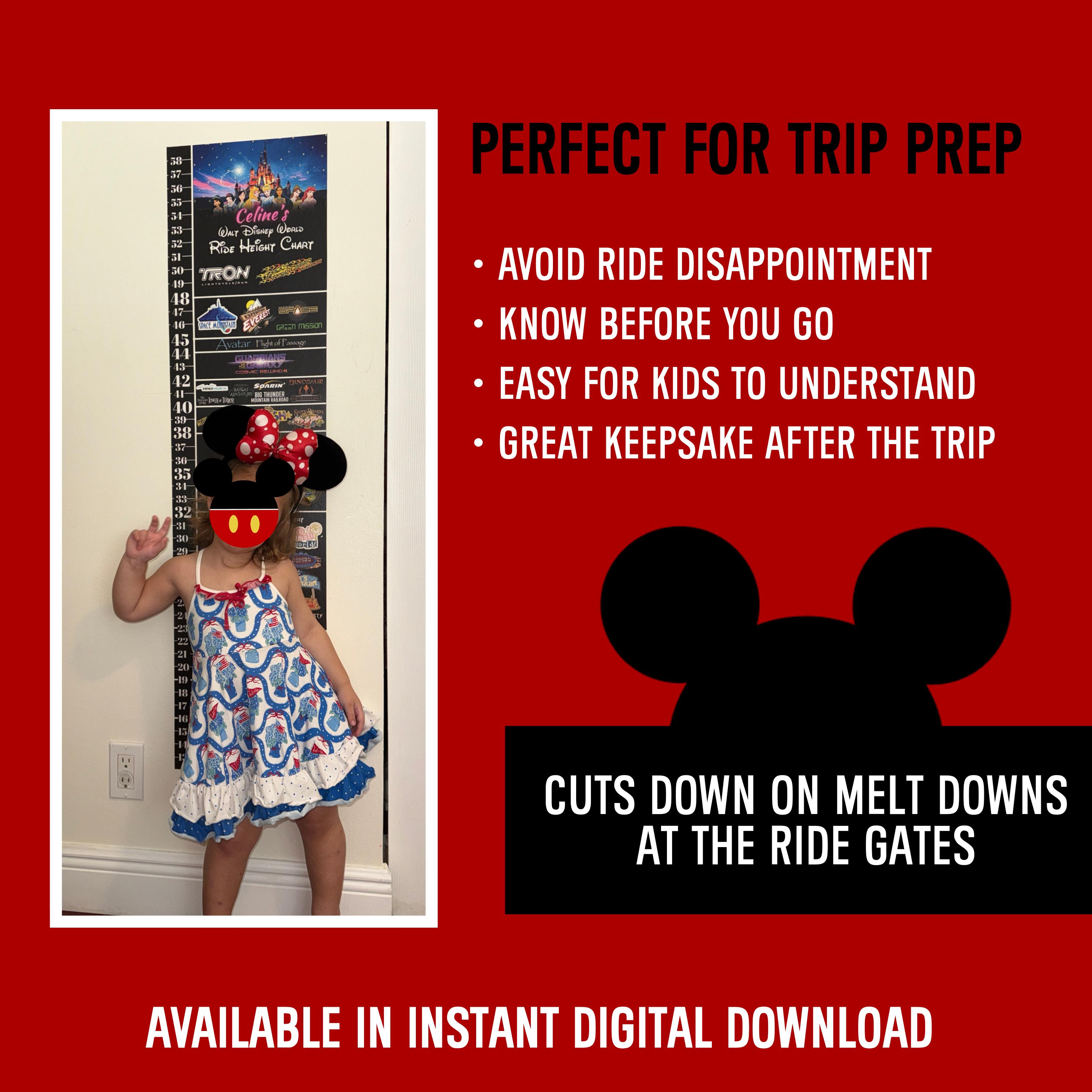 Theme Park Ride Height Chart, California Adventure Wall Decal, Growth ...