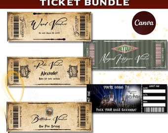 Editable Theme Park Ticket Bundle, Magical Vacation Reveal (Digital Download)