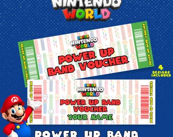 Theme Park Power-Up Band Voucher, Surprise Ticket (Canva Template Digital Download)