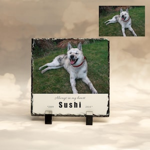 Gepersonaliseerde foto steen leisteen huisdier gedenkteken: cadeau hond kat verlies
