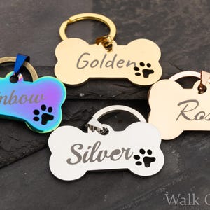 Engraved Bone Dog Tag: Personalized Stainless Steel Pet ID