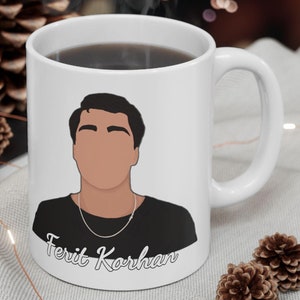 Turkish Drama Fan Ferit Korhan aka Mert Ramazan Demir Ceramic Coffee Mug, Minimalist Tea Cup Gift for Turks, Dizi Series Lover, Turkey Gifts