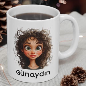 Good Morning &quot;Günaydın&quot; Ceramic Coffee Mug, Turkish Drama Fan, Dizi Lover Gift, Best Turkey Gifts, Funny Tea Cup for Turks, Language Learner