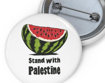 Stand with Palestine Watermelon Metal Pin | Palestinian Solidarity Button | Free Palestine | Human Rights Freedom | Pin Palestine Support