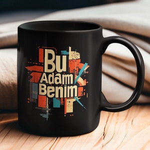 Gör anspråk på din man "Bu Adam Benim" svart keramikmugg, turkisk dramafan, geometrisk tekopp för turkar, alla hjärtans dag-present, bästa kalkonpresenter