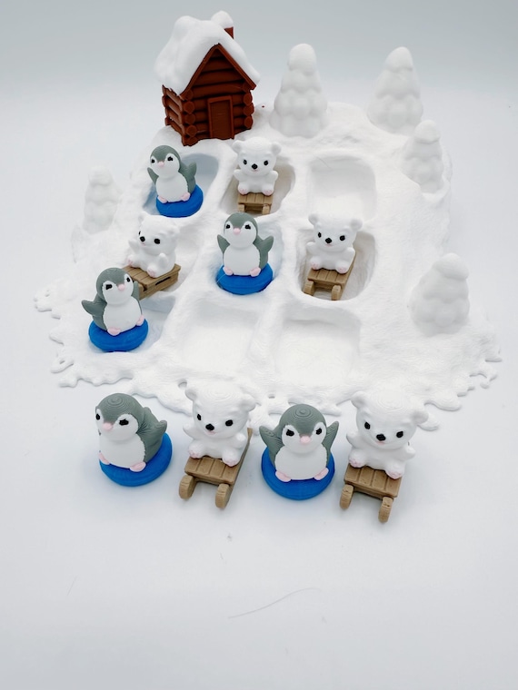 Arctic Tic-tac-toe – 3D Printed Polar Bear Penguin Winter Game