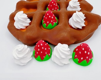 Strawberry Waffle Tic Tac Toe: 3D Printed Kawaii Dessert Game