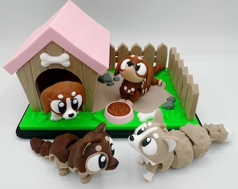 Puppy Home 3D Printed Playset – Collectible Doghouse Diorama with Fence & Bowl