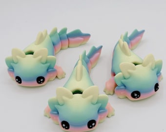 3D Printed Articulated Axolotl: Kawaii Poseable Salamander Toys