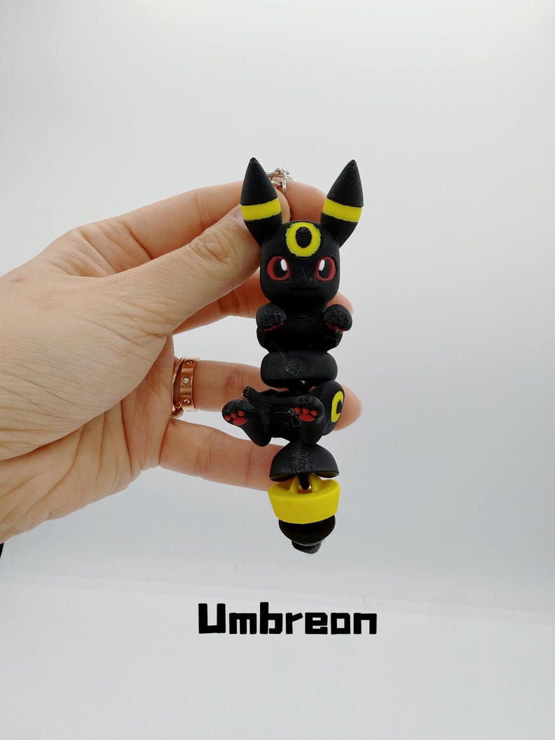 Umbreon Rings Pokémon Articulated Keychains – 3D Printed Kawaii Pocket Monster Charms ...