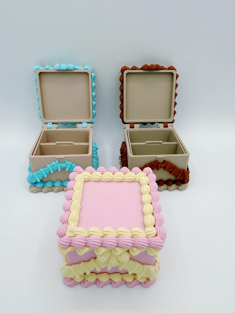 Frosted Cake Jewelry Box – 3D Printed Pastel Trinket Case With Whipped ...