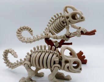 3D-geprint reptielenskelet – fossiel kameleonmodel | Gelede figuur van beendier